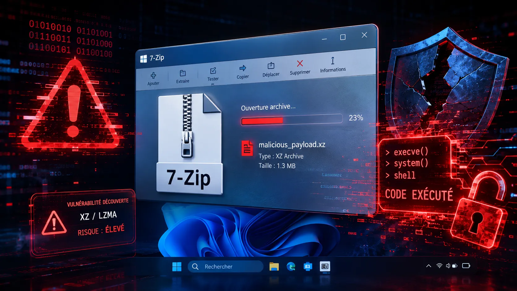 7-Zip : une archive XZ piégée peut permettre l’exécution de code