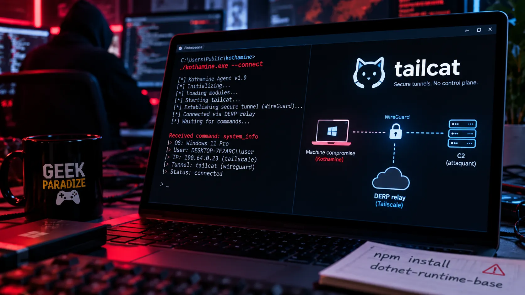 Kothamine : le malware Windows qui détourne Tailcat pour faire disparaître son serveur de commande