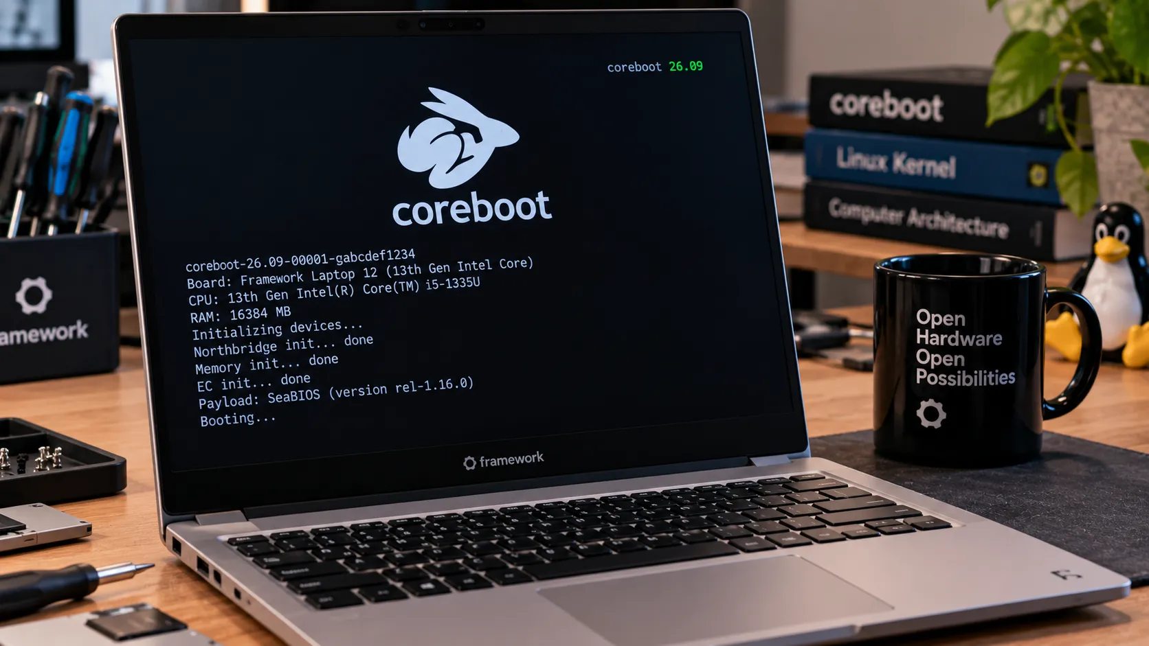 coreboot 26.09 : le Framework Laptop 12 gagne un firmware ouvert… et les IA doivent désormais signer leurs copies