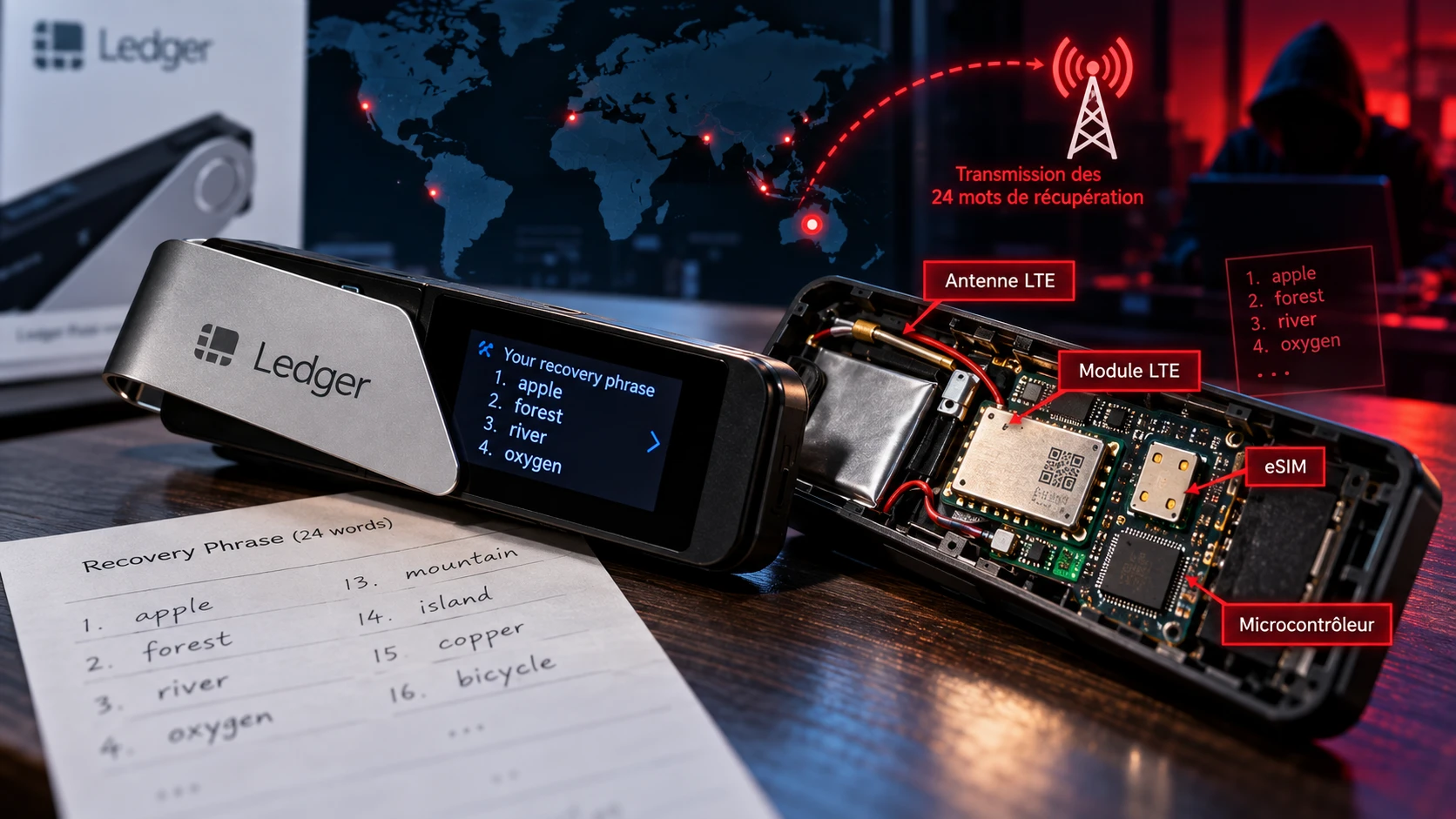 Des Ledger piégés avec une puce LTE : le wallet « hors ligne » qui envoyait ses 24 mots aux pirates