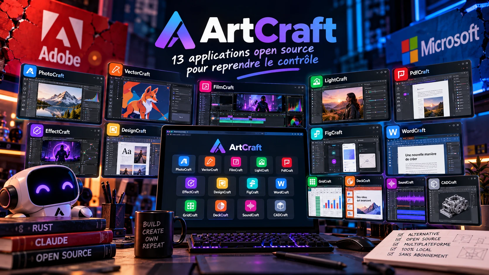 ArtCraft veut refaire Adobe… puis Office : 13 applis open source en Rust codées à vitesse IA