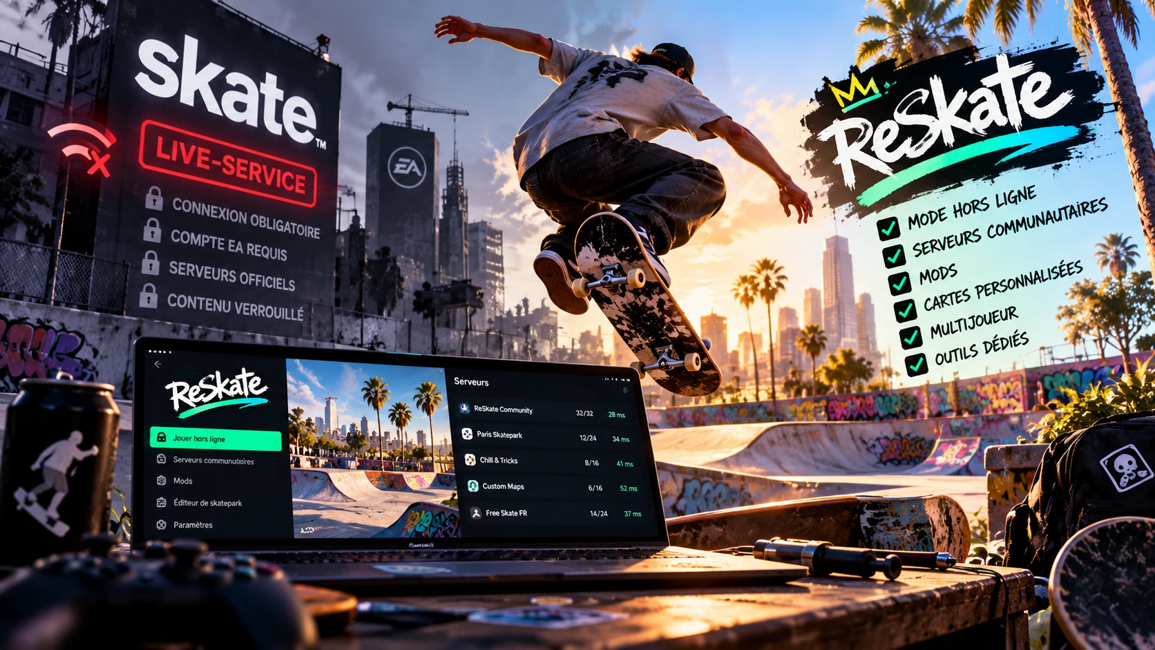 ReSkate a retiré le « live-service » de skate. : quand les joueurs fabriquent eux-mêmes le mode hors ligne