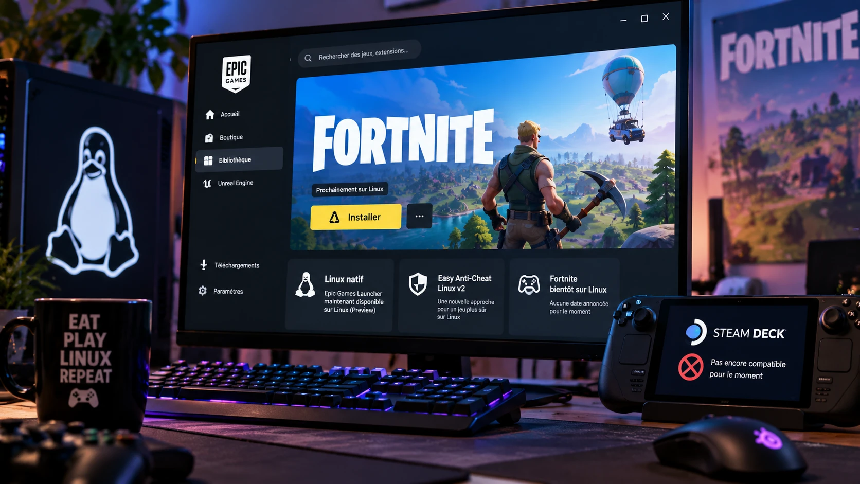 Fortnite arrive enfin sur Linux… mais pas encore sur Steam Deck : Epic s’attaque au vrai mur du gaming Linux
