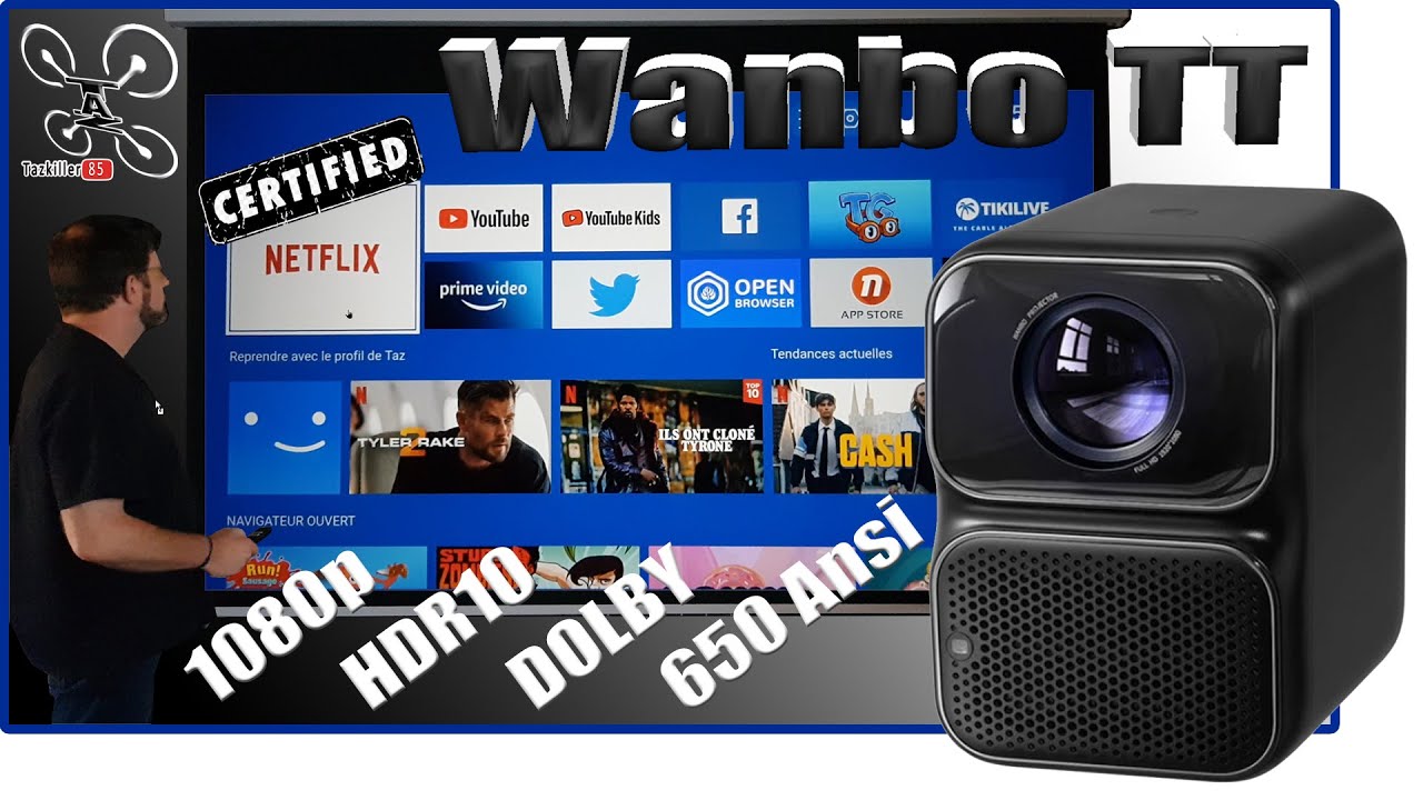 WANBO TT projecteur certifié NETFLIX Dolby HDR10 – Review Test Démo – Petit prix, bonnes perfs !