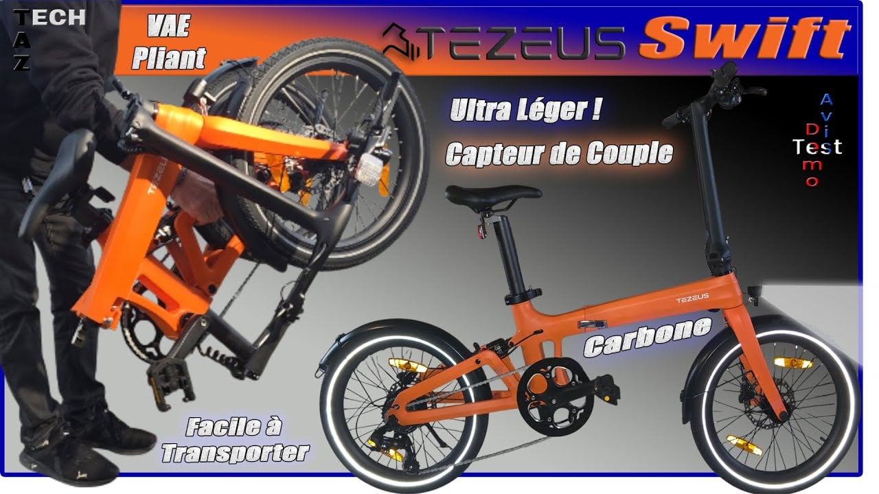 TEZEUS Swift VAE pliant tout Carbone – Capteur de couple Léger et design – Bonne chance !