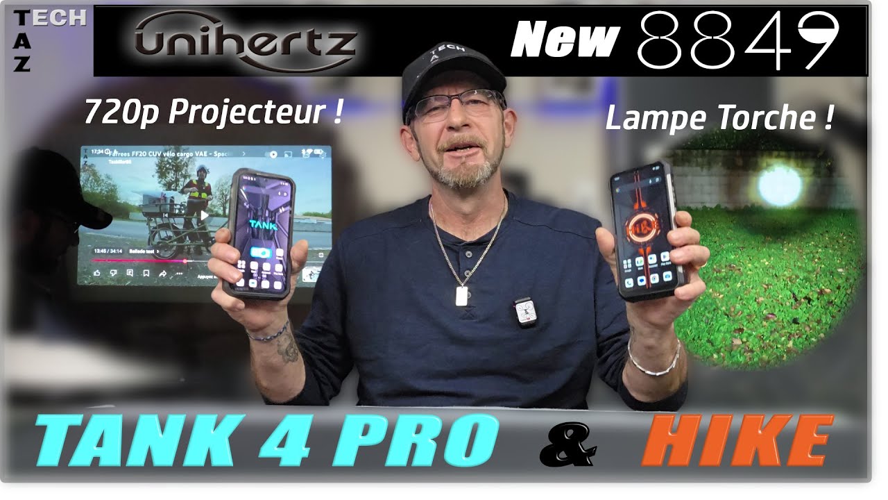 Unihertz 8849 Tank 4 Pro & HIKE – Projecteur 720P Autofocus ou Lampe torche surpuissante !