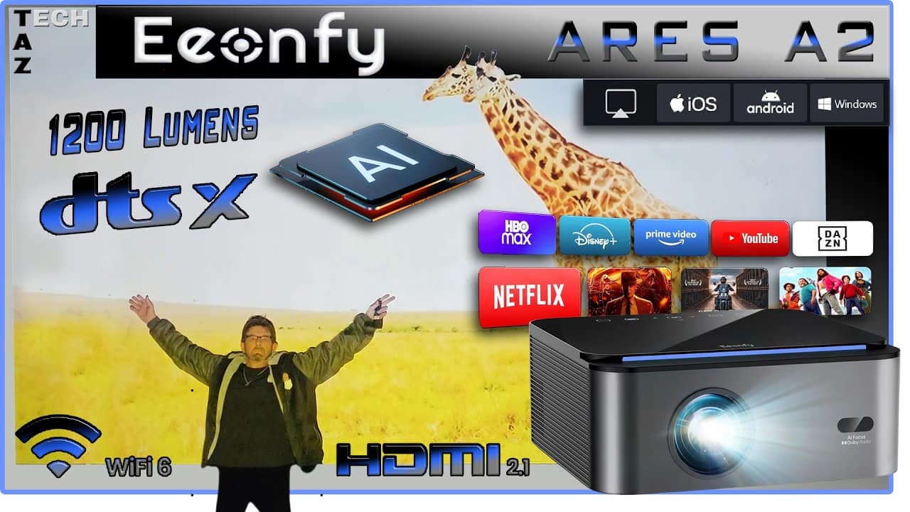 Eeenfy ARES A2 Vidéoprojecteur AI 1200 Ansi – 4K / Dolby DTS  – Excellente surprise !