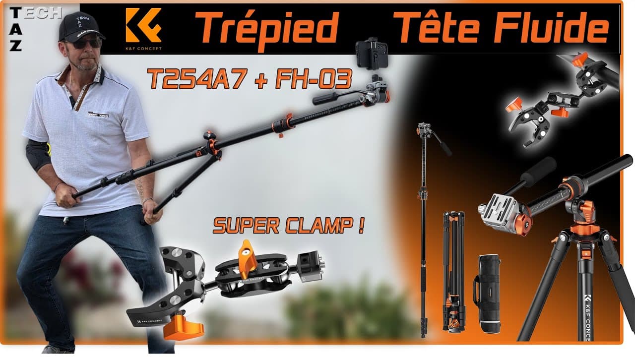 K&F Trépied Alu 230cm  nouvelle Tête fluide FH 03 & Super CLAMP / Behind the Scenes !
