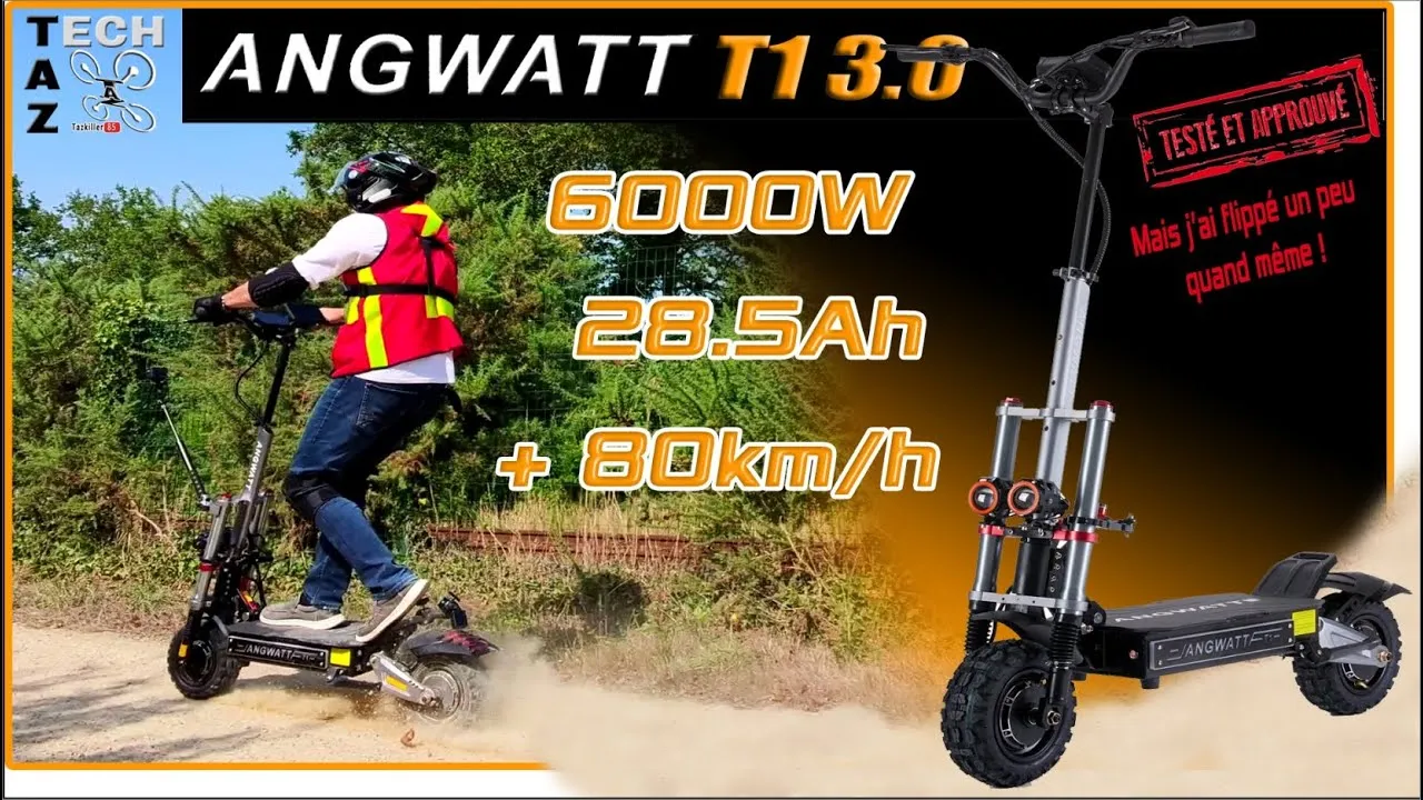 Angwatt T1 3.0 Trottinette Bimoteur 6000W 28.5Ah – Puissance & Autonomie – Bonne chance !