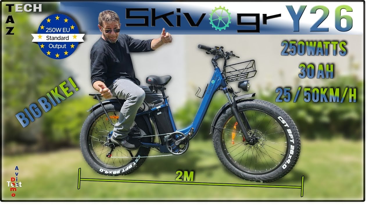 Un fatbike imposant ! Skivogr Y26 Vélo électrique 250W 30Ah – Test Démo Avis – Bonne chance…