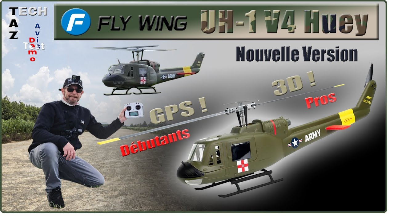 Flywing UH-1 V4 HUEY – Hélicoptère GPS/3D pour débutants, passionnés ou Pros !