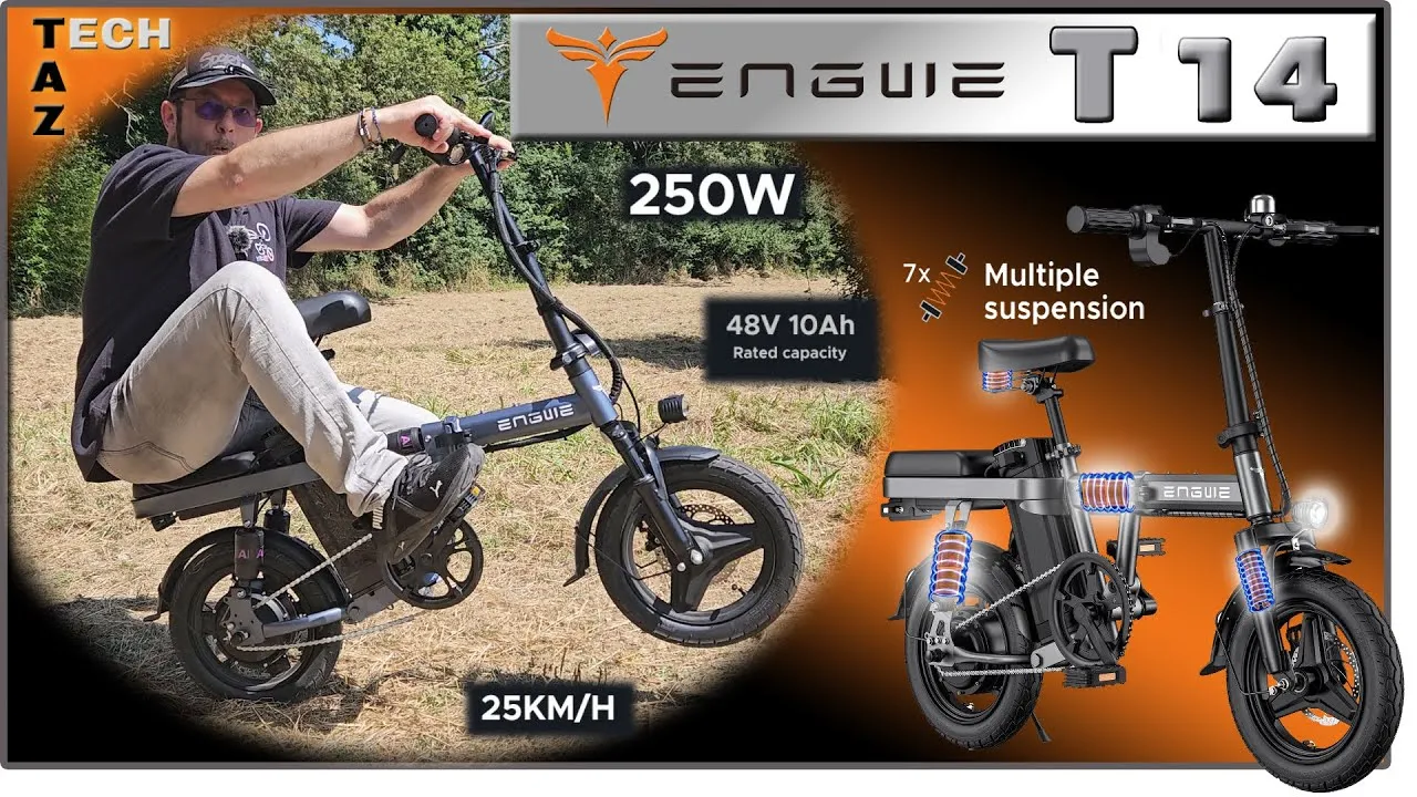 ENGWE T14 Mini vélo électrique pliant à 7 suspensions – Avis Test Démo – Bonne chance !
