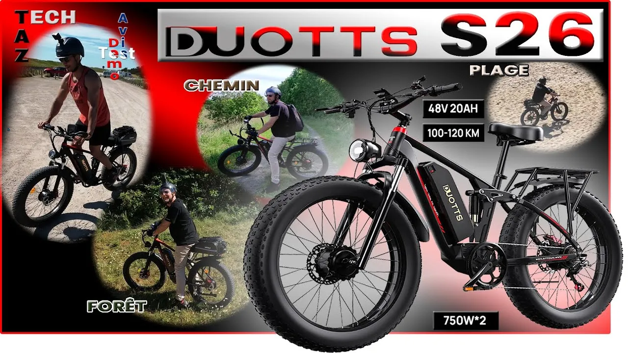 Fatbike 26″ Surpuissant – DUOTTS S26 bimoteur 20Ah/1500W – AvisTest Démo – Bonne chance  !