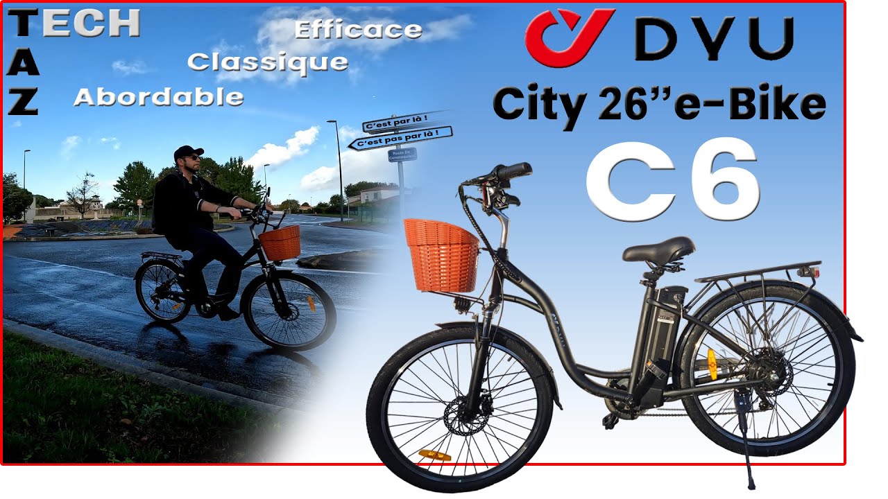 DYU C6 Vélo électrique de ville – 26″ City E-Bike – Test complet , BONNE CHANCE !