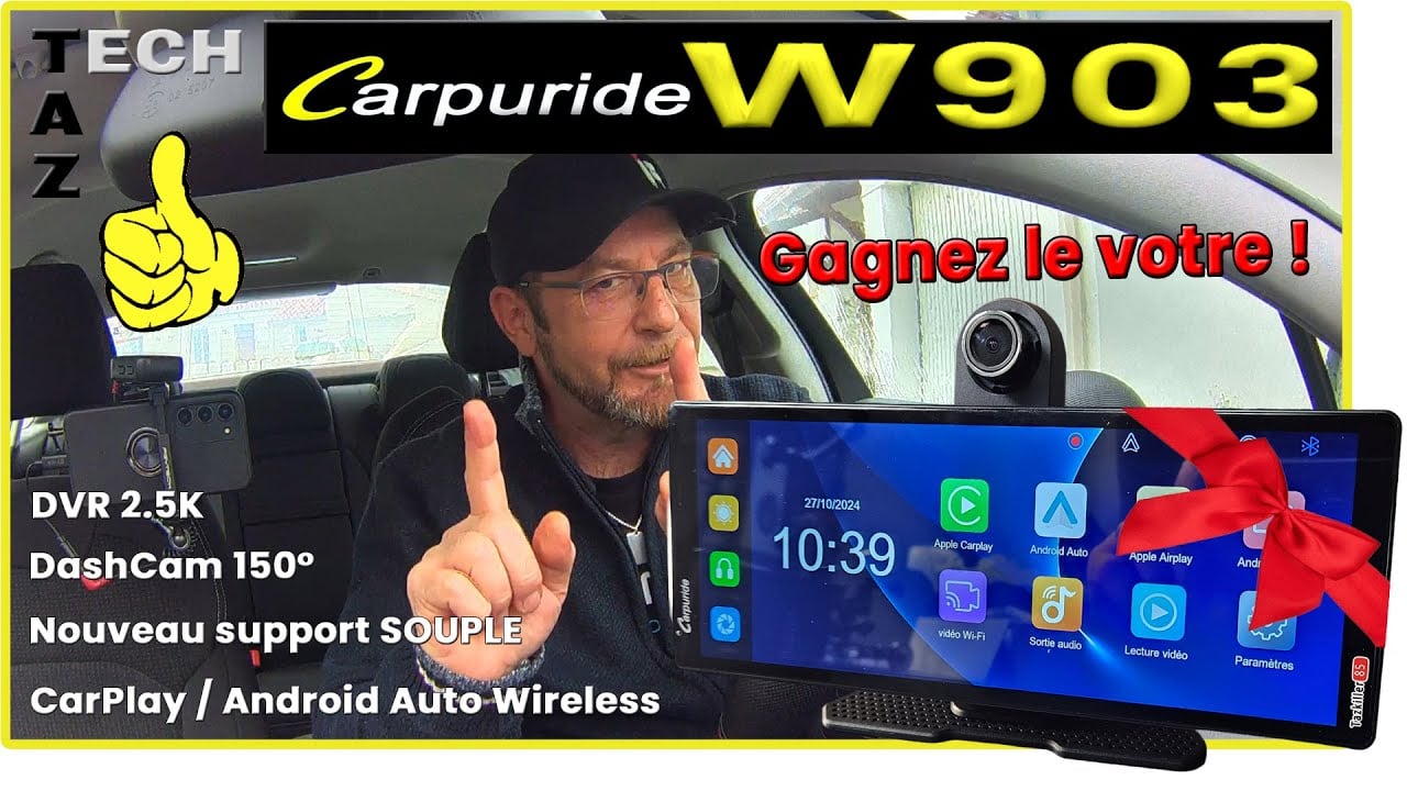 Android Auto / CarPlay + Dashcam 2.5K – CARPURIDE W903 INNOVANT – Bonne CHANCE !