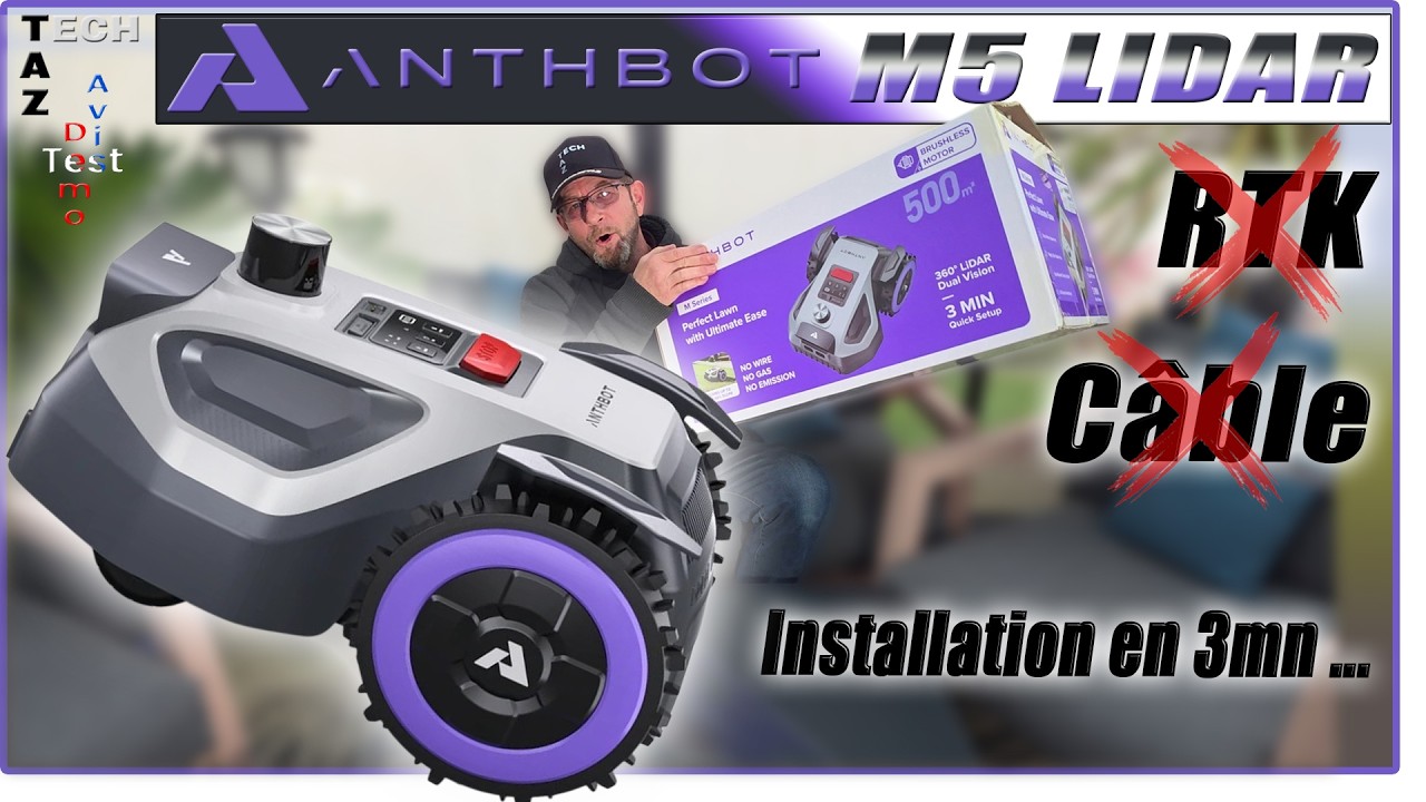 Anthbot M5 LIDAR robot tondeuse sans fil et sans RTK – Test complet – Prête en 3mn !