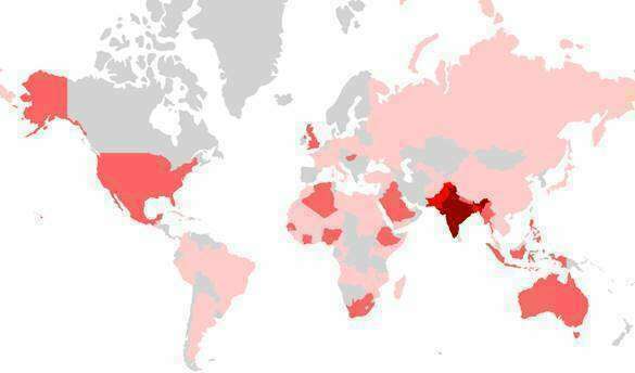 Figure 23 : Carte mondiale de la répartition des infections