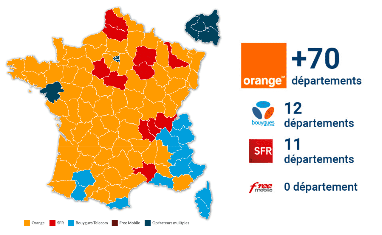 Palmarès 2019 de la couverture 4G des régions et départements français