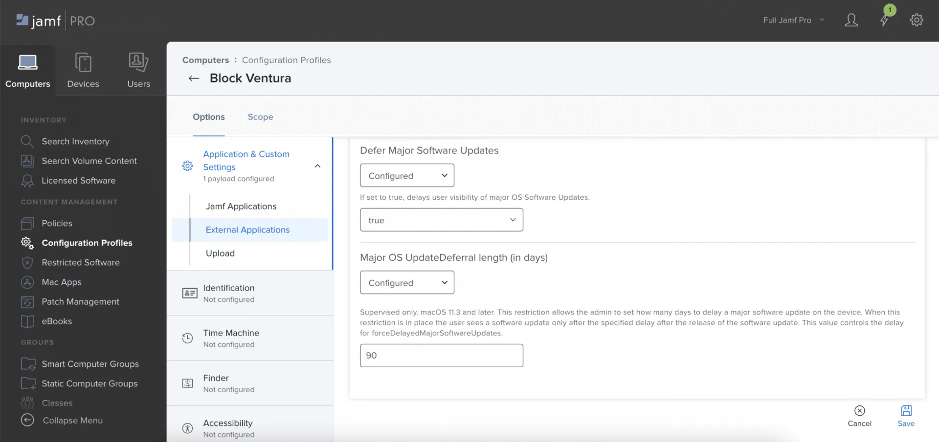 Bloquer macOS 13 Ventura en entreprise avec Jamf